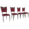 Vintage Crimson Velvet & Wood Chairs by Paolo Buffa, Italy, Set of 4 2
