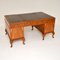 Antique Burr Walnut Leather Top Pedestal Desk, Image 8