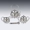 20th Century Japanese Meiji Solid Silver Four Piece Tea Set,.1900, Set of 4 3