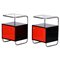 Black & Red Bedside Tables from Vichr & Spol, Czechia, 1930s, Set of 2 1