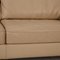 Beigefarbene 3-Sitzer & 2-Sitzer Ledersofas, 2er Set 4