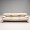 Maralunga Cream Leather Sofa, Armchair and Footstool by Vico Magistretti for Cassina, Set of 3 4