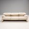 Maralunga Cream Leather Sofa, Armchair and Footstool by Vico Magistretti for Cassina, Set of 3, Image 4