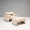 Maralunga Cream Leather Sofa, Armchair and Footstool by Vico Magistretti for Cassina, Set of 3 5