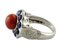 Bague Fashion en Forme de Fleur en Or Blanc et Corail 4