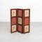 20th Century Wood & Hand Painted Fabric Folding Room Divider 3