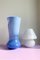 Vaso vintage in vetro opalino blu soffiato a bocca H: 30 cm, Immagine 2