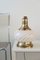 Grand Pied de Lampe Vintage Murano Blanc et Jaune H: 28 cm 1