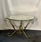 20th Century Gold Forged Iron Round Coffee Table and Eglomized Glass Tray 4