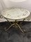 20th Century Gold Forged Iron Round Coffee Table and Eglomized Glass Tray 2