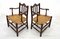 Rattan and Wood Armchairs, 1980s, Set of 2 2