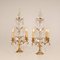 Victorian French Gilt Table Lamps with 4 Lights & Clear Crystal Prism Pendants, Set of 2 5