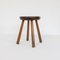 Chestnut Wood Stool, 1970s, Image 1