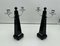 Art Deco Candlesticks in Black Lacquer, Oak & Nickel, Netherlands, 1930s, Set of 2 4