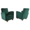 Large Art Deco Armchairs in Green Velvet Fabric, Czechoslovakia, 1930s 1