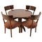 Art Deco Dining Set in Walnut, Czechoslovakia, Set of 5, 1930s 1