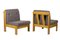 Beech & Fabric Armchairs, 1960s 1