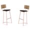 Boomerang Stools with Backrest & Copper Finishings by Cardeoli, Set of 2 1