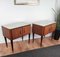 Tables de Chevet ou Tables de Chevet Mid-Century en Bois et Laiton avec Plateaux en Verre, Set de 2 6