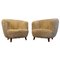 Mid-Century Norwegian Honey Sheepskin Lounge Chairs, 1940s, Set of 2 1