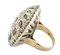 Diamond Navette Rubies Emeralds Sapphires Rose Gold Silver Ring, Image 3