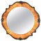 Mid-Century Round Backlit Brown Ceramic Wall Mirror from PAN Keramik, Germany, 1970s, Image 1