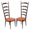 Italian Wood Chiavari Chairs with High Ladder Backs by Paolo Buffa, 1950s, Set of 2 1