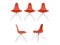 Sillas italianas con base de metal cromado y asientos de poliuretano rojo, años 90. Juego de 5, Imagen 1