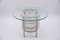 Round Italian Modern Glass Table with Bottle Shelf, 1980s, Set of 3 1