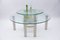 Round Italian Modern Glass Table with Bottle Shelf, 1980s, Set of 3 3