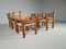 Brutalist Pine Wood Dining Chairs, France, 1960s, Set of 6 3