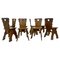 Brutalist Oak Chairs, 1940s, Set of 8 1