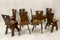 Brutalist Oak Chairs, 1940s, Set of 8 3