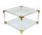 Italian Hollywood Regency Acrylic, Brass & Glass Square Cocktail Table, 1970s 2