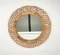 Espejo de pared redondo de ratán y bambú, años 60, Imagen 2