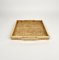 Rattan & Brass Serving Tray by Tommaso Barbi, Italy, 1970s 6