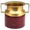 Goatskin & Brass Red Ice Bucket by Aldo Tura, Italy, 1950s 1