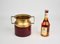 Goatskin & Brass Red Ice Bucket by Aldo Tura, Italy, 1950s 5