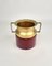 Goatskin & Brass Red Ice Bucket by Aldo Tura, Italy, 1950s 3