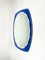 Mid-Century Blue Oval Wall Mirror from Cristal Art, Italy, 1960s 3