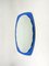Mid-Century Blue Oval Wall Mirror from Cristal Art, Italy, 1960s 7