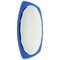 Mid-Century Blue Oval Wall Mirror from Cristal Art, Italy, 1960s, Image 1
