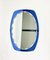 Mid-Century Blue Oval Wall Mirror from Cristal Art, Italy, 1960s 5