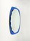 Mid-Century Blue Oval Wall Mirror from Cristal Art, Italy, 1960s 2