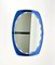 Mid-Century Blue Oval Wall Mirror from Cristal Art, Italy, 1960s 4