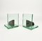 Glass & Wood Bookends, Italy, 1950s, Set of 2 9