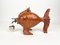 Hand Carved Wood & Metal Fish Bottle Dispenser by Aldo Tura for Macabo, Italy, 1950s 4