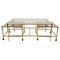 Brass Faux Bamboo & Glass Nesting Coffee Tables and Cart, Italy, 1960s, Set of 3 1