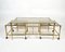Brass Faux Bamboo & Glass Nesting Coffee Tables and Cart, Italy, 1960s, Set of 3 2