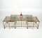 Brass Faux Bamboo & Glass Nesting Coffee Tables and Cart, Italy, 1960s, Set of 3 5